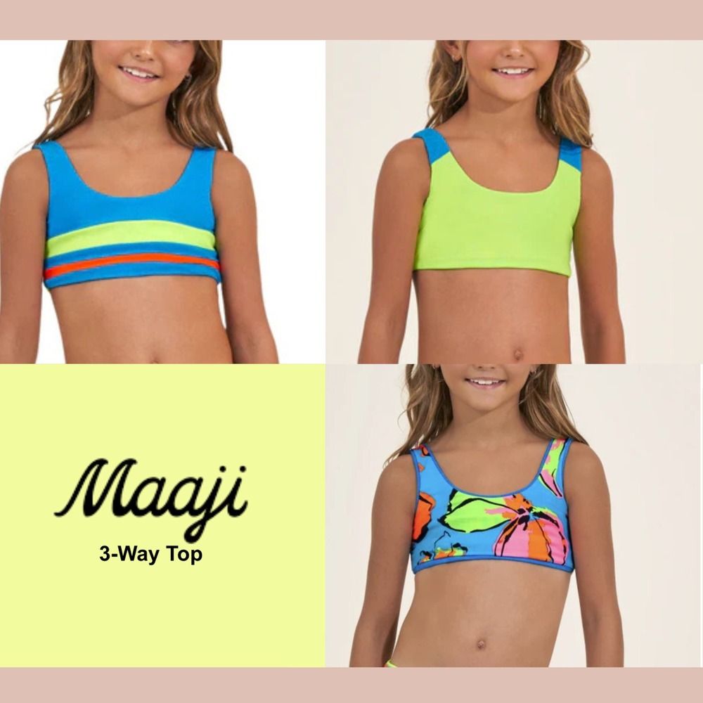 NWT Maaji [ Girls Sz 8 ] 3-Way Iceland Reversible Bikini TOP ONLY‎ #U1288